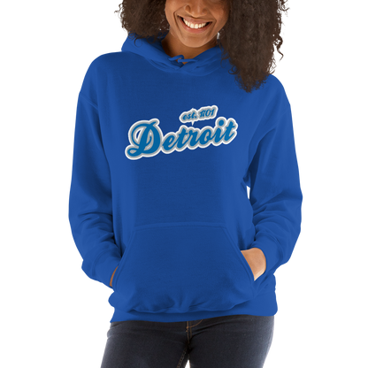 'Detroit EST. 1701' Hoodie (Azure Script Font) | Unisex Standard