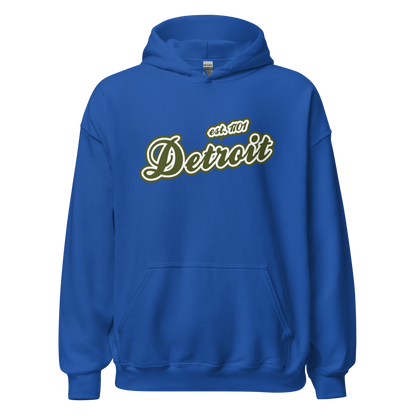 'Detroit EST. 1701' Hoodie (Army Green Script Font) | Unisex Standard