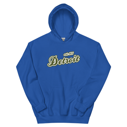 'Detroit EST. 1701' Hoodie (Army Green Script Font) | Unisex Standard