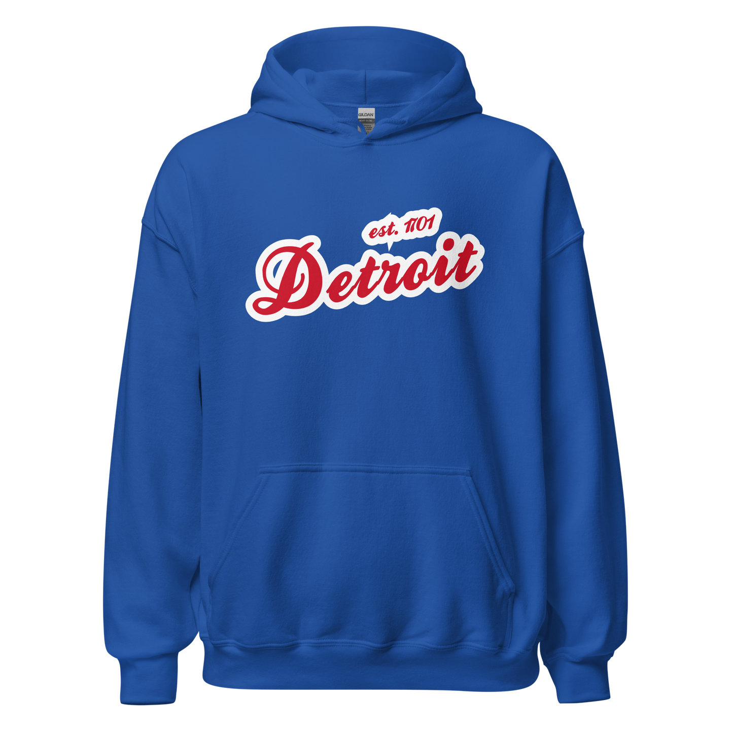 'Detroit EST. 1701' Hoodie (Aliform Red Script Font) | Unisex Standard