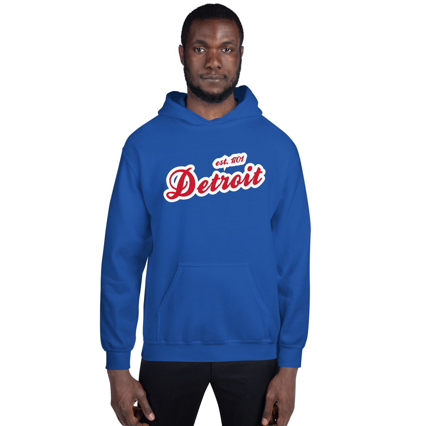 'Detroit EST. 1701' Hoodie (Aliform Red Script Font) | Unisex Standard