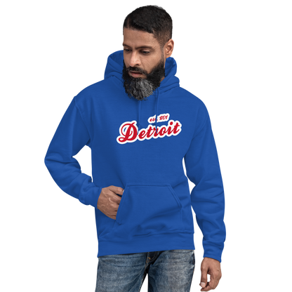 'Detroit EST. 1701' Hoodie (Aliform Red Script Font) | Unisex Standard