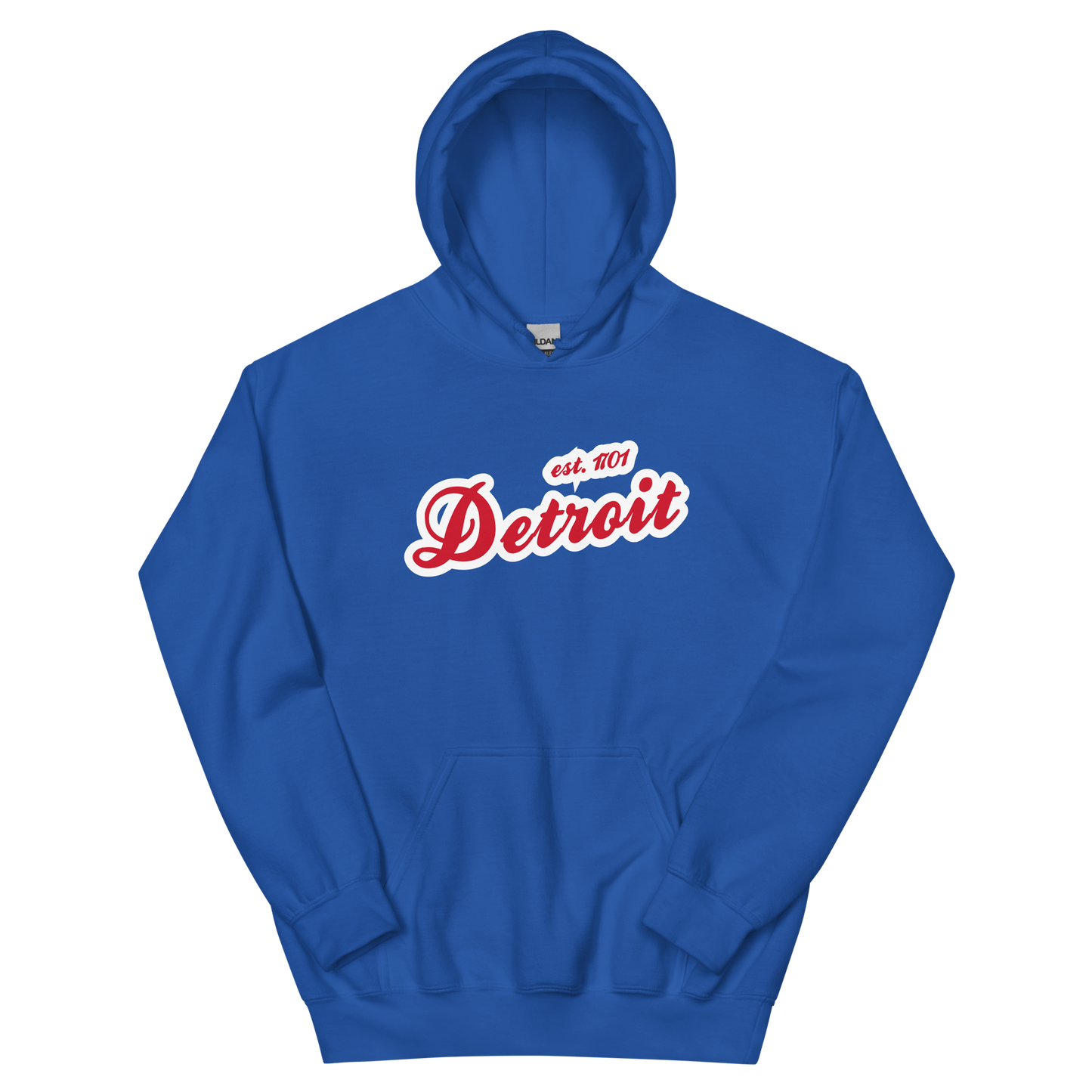 'Detroit EST. 1701' Hoodie (Aliform Red Script Font) | Unisex Standard