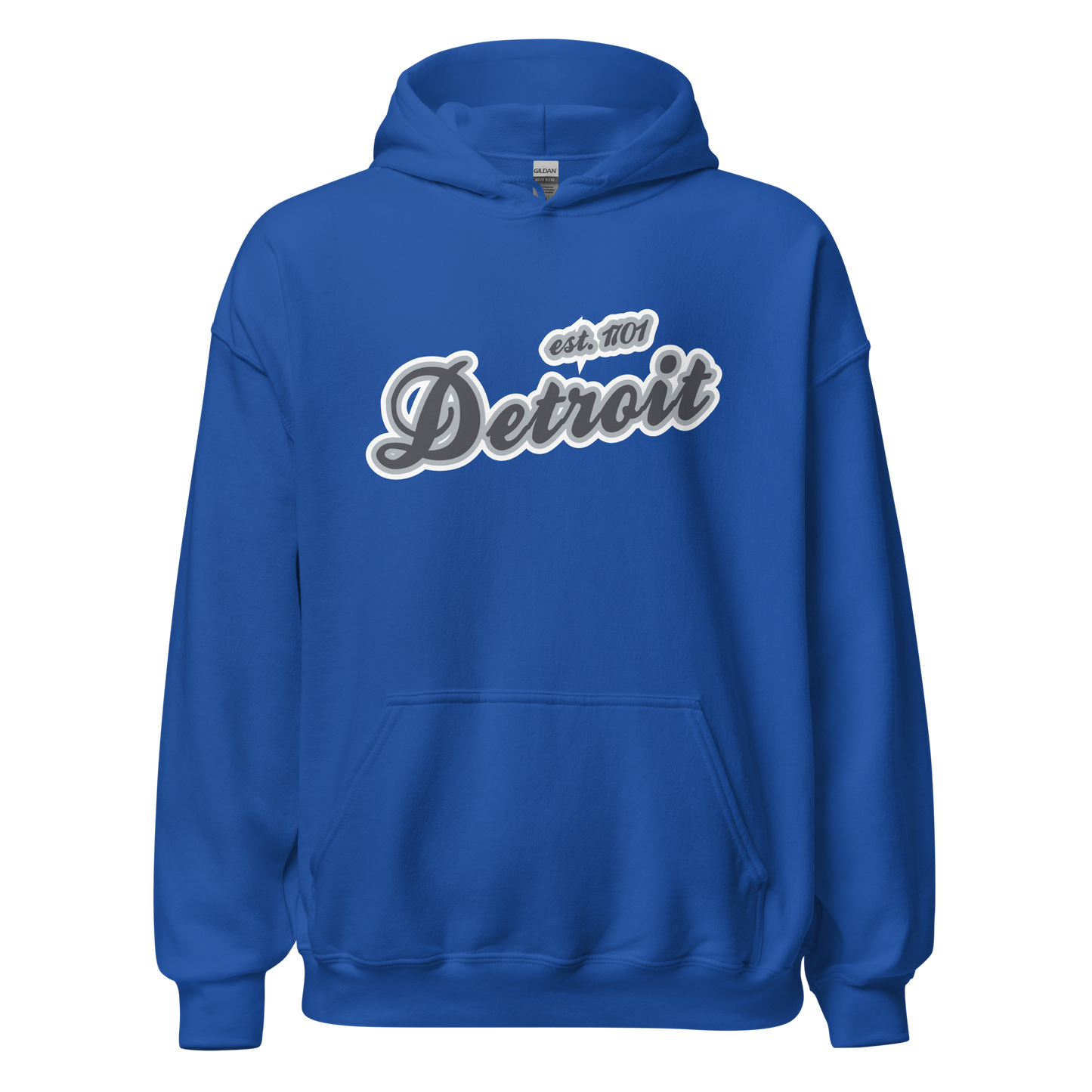 'Detroit EST. 1701' Hoodie (Iron Ore Grey Script Font) | Unisex Standard