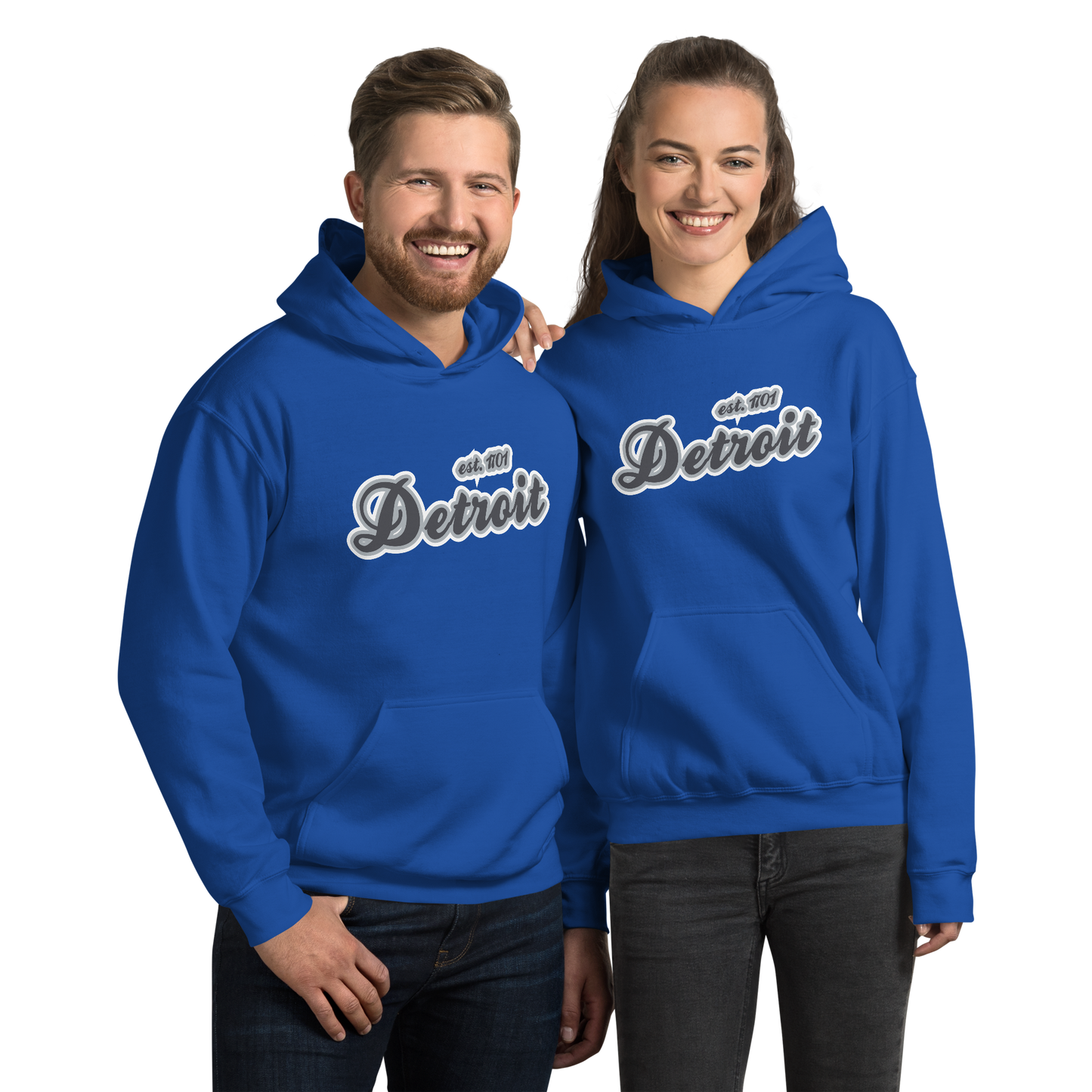 'Detroit EST. 1701' Hoodie (Iron Ore Grey Script Font) | Unisex Standard