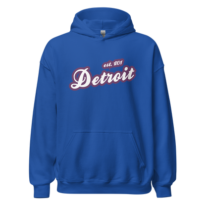 'Detroit EST. 1701' Hoodie (Plum Script Font) | Unisex Standard