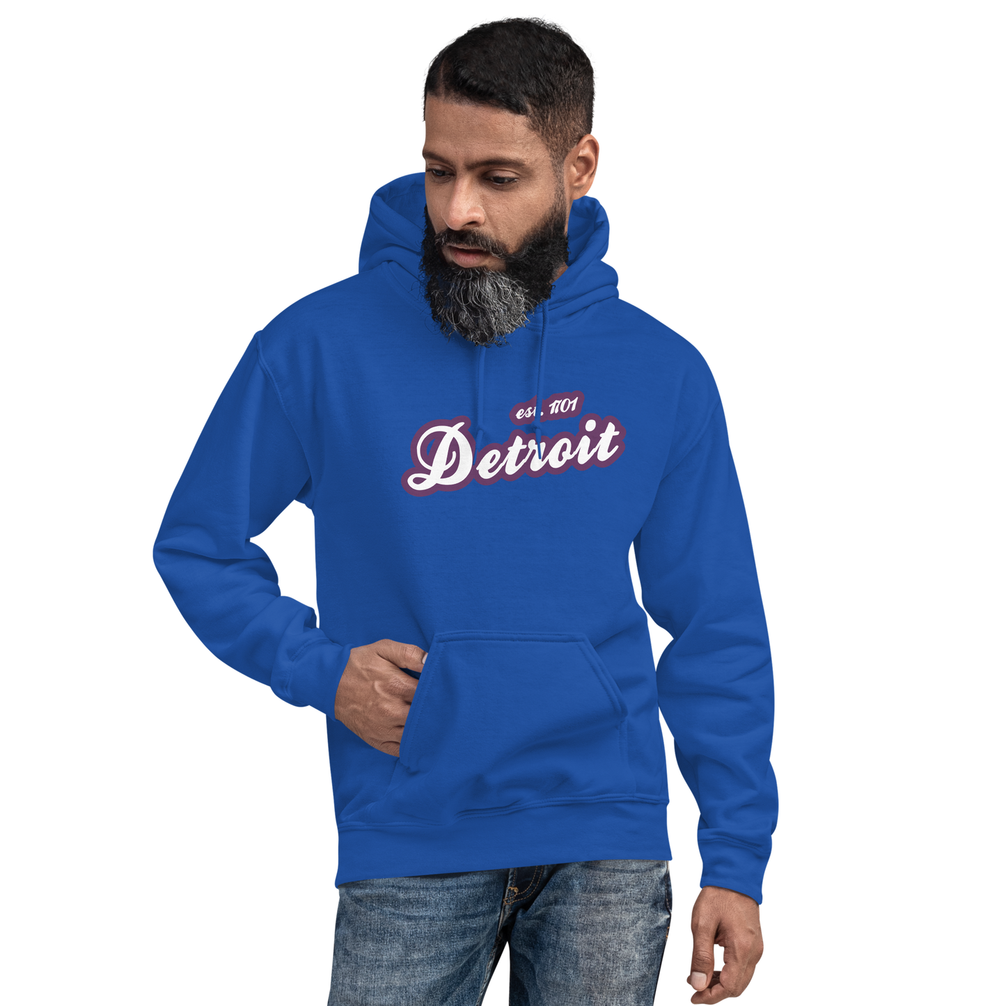 'Detroit EST. 1701' Hoodie (Plum Script Font) | Unisex Standard