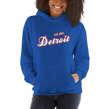 'Detroit EST. 1701' Hoodie (Plum Script Font) | Unisex Standard