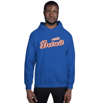 'Detroit EST. 1701' Hoodie (Ore Dock Red Script Font) | Unisex Standard