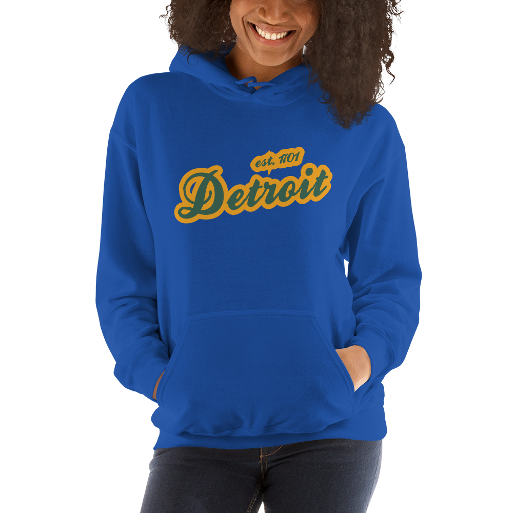 'Detroit EST. 1701' Hoodie (Ginger Ale Green Script Font) | Unisex Standard