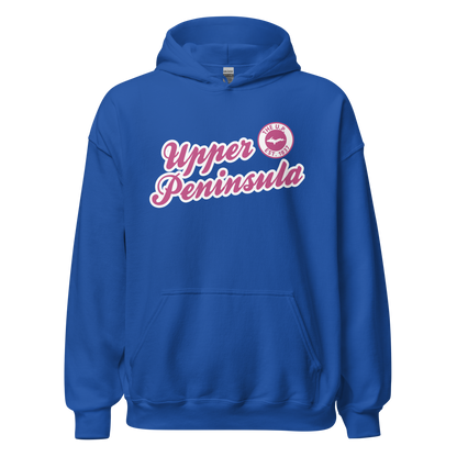 'Upper Peninsula EST. 1837' Hoodie (Apple Blossom Pink Script Font) | Unisex Standard