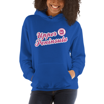 'Upper Peninsula EST. 1837' Hoodie (Apple Blossom Pink Script Font) | Unisex Standard