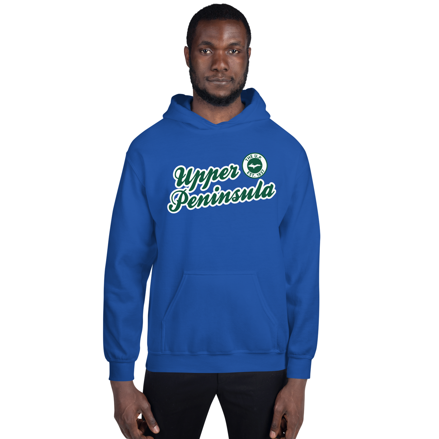 'Upper Peninsula EST. 1837' Hoodie (Superior Green Script Font) | Unisex Standard