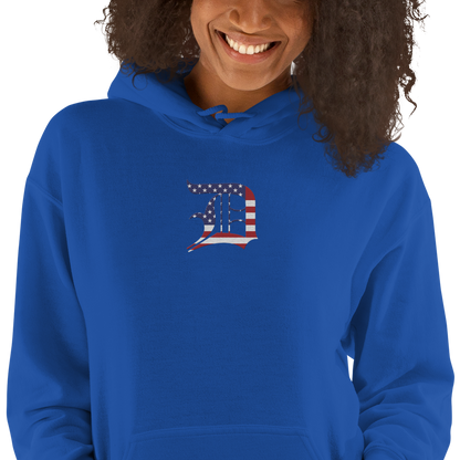 Detroit 'Old English D' Hoodie (Patriotic Edition) | Unisex Standard - Emb.