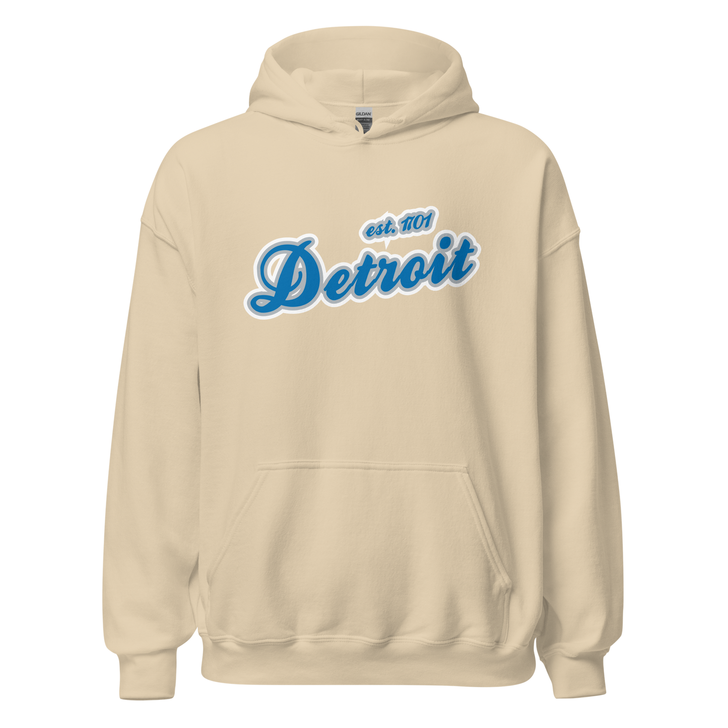 'Detroit EST. 1701' Hoodie (Azure Script Font) | Unisex Standard