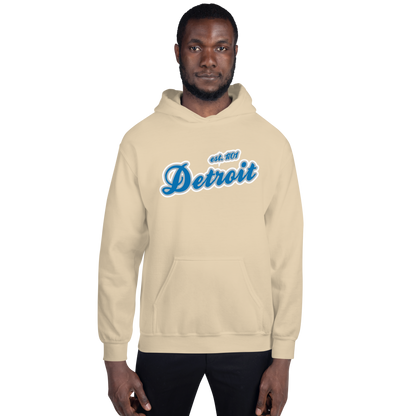 'Detroit EST. 1701' Hoodie (Azure Script Font) | Unisex Standard