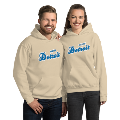 'Detroit EST. 1701' Hoodie (Azure Script Font) | Unisex Standard