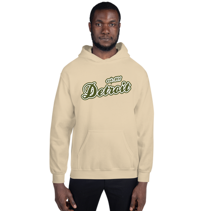 'Detroit EST. 1701' Hoodie (Army Green Script Font) | Unisex Standard