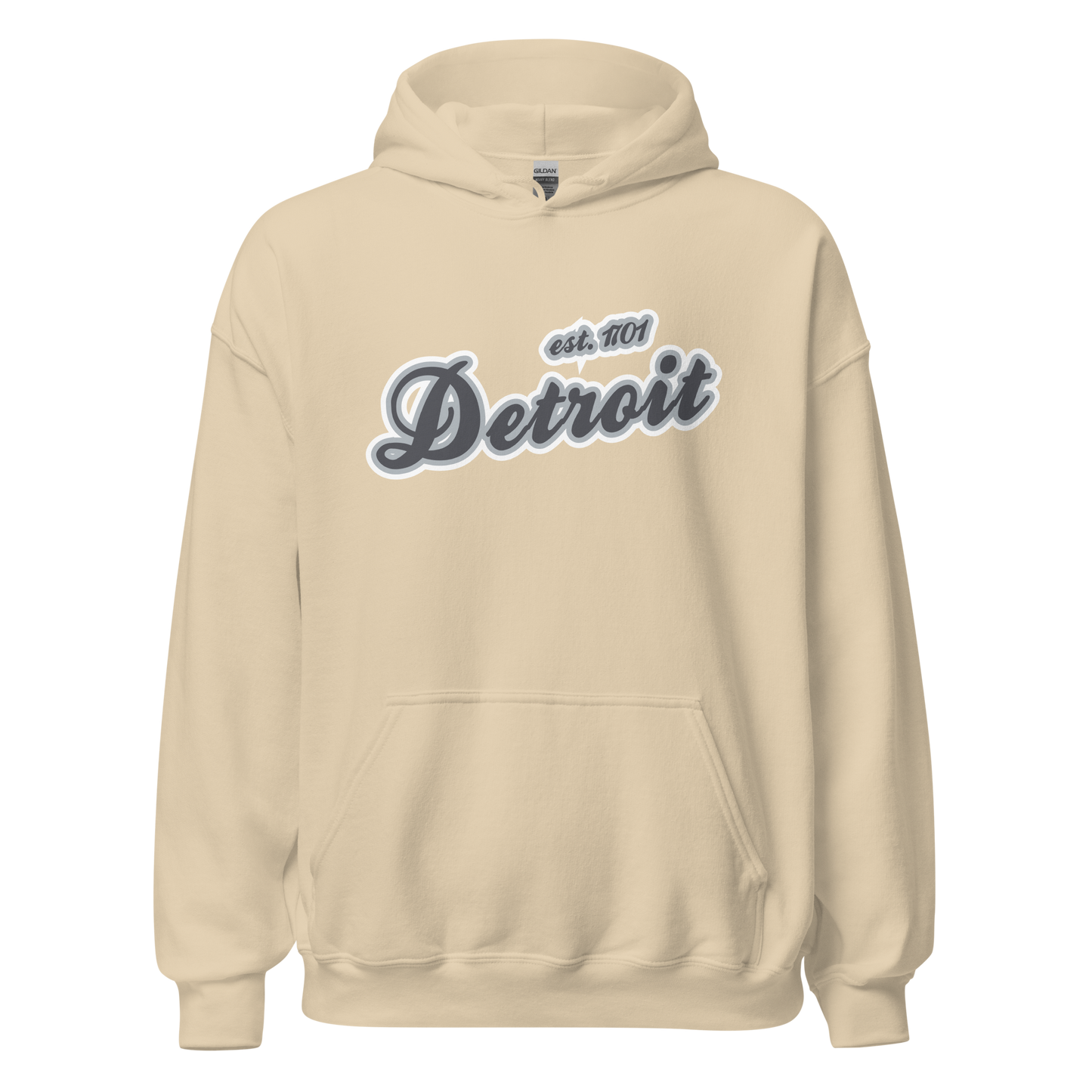 'Detroit EST. 1701' Hoodie (Iron Ore Grey Script Font) | Unisex Standard