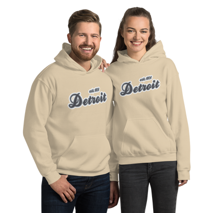 'Detroit EST. 1701' Hoodie (Iron Ore Grey Script Font) | Unisex Standard