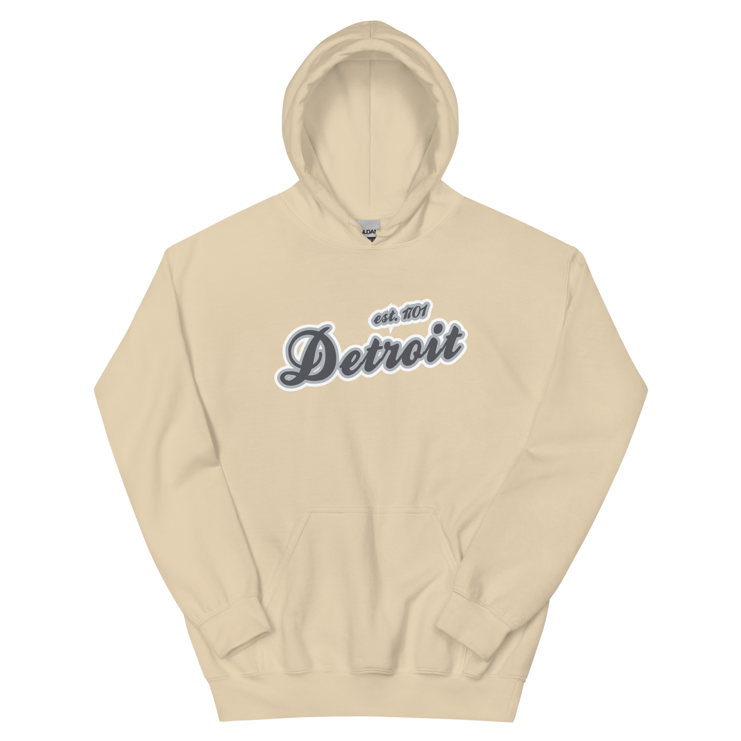 'Detroit EST. 1701' Hoodie (Iron Ore Grey Script Font) | Unisex Standard