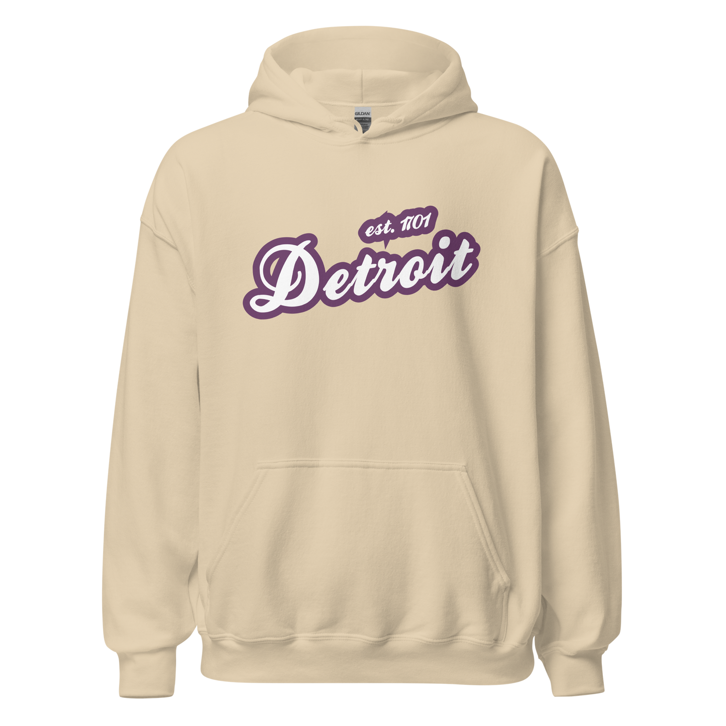 'Detroit EST. 1701' Hoodie (Plum Script Font) | Unisex Standard