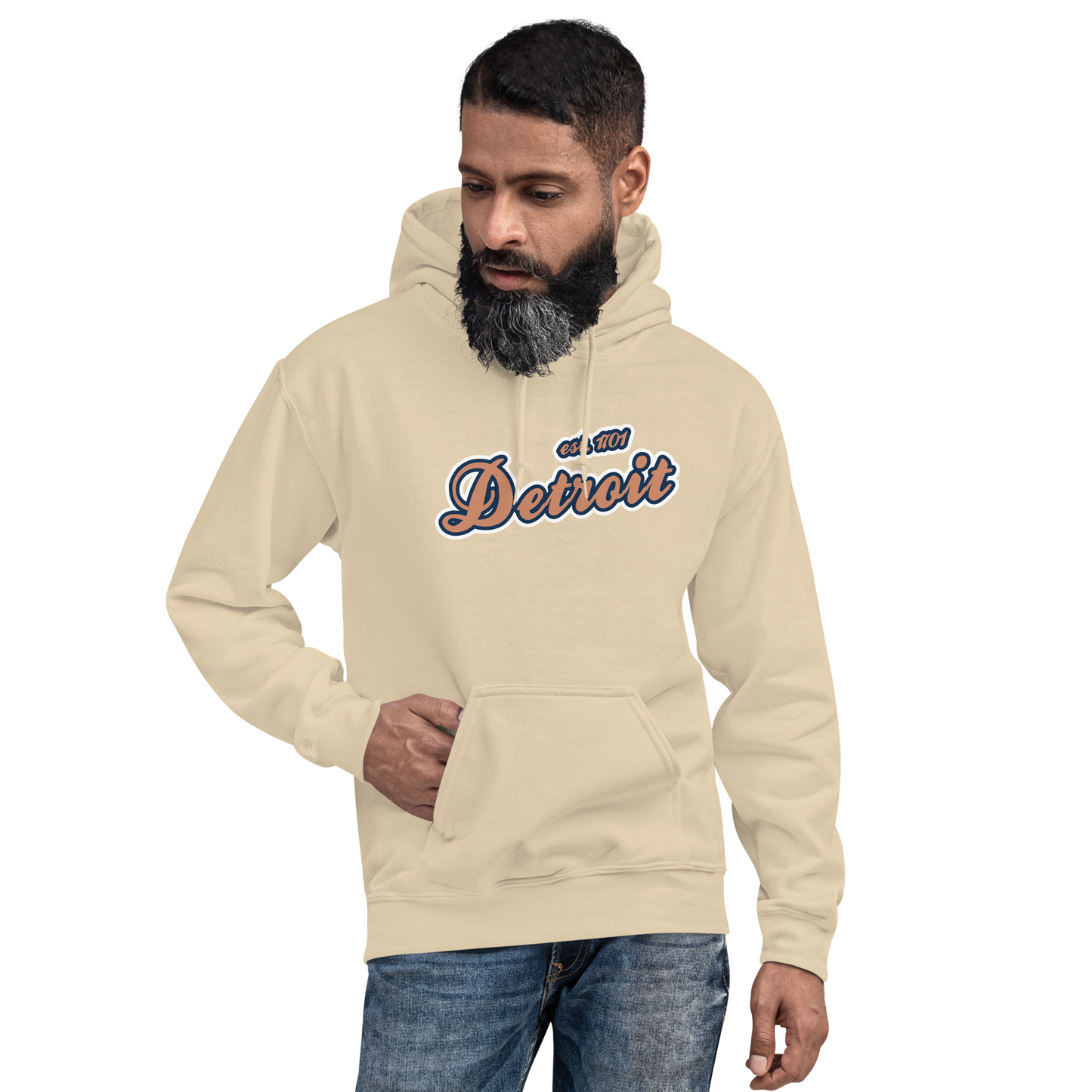 'Detroit EST. 1701' Hoodie (Copper Script Font) | Unisex Standard