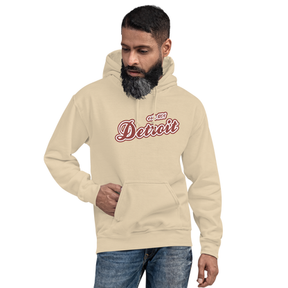 'Detroit EST. 1701' Hoodie (Ore Dock Red Script Font) | Unisex Standard