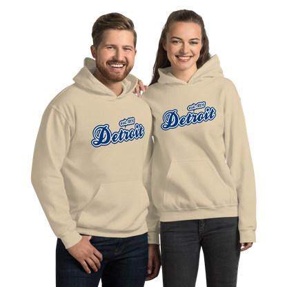 'Detroit EST. 1701' Hoodie (Dearborn Blue Script Font) | Unisex Standard