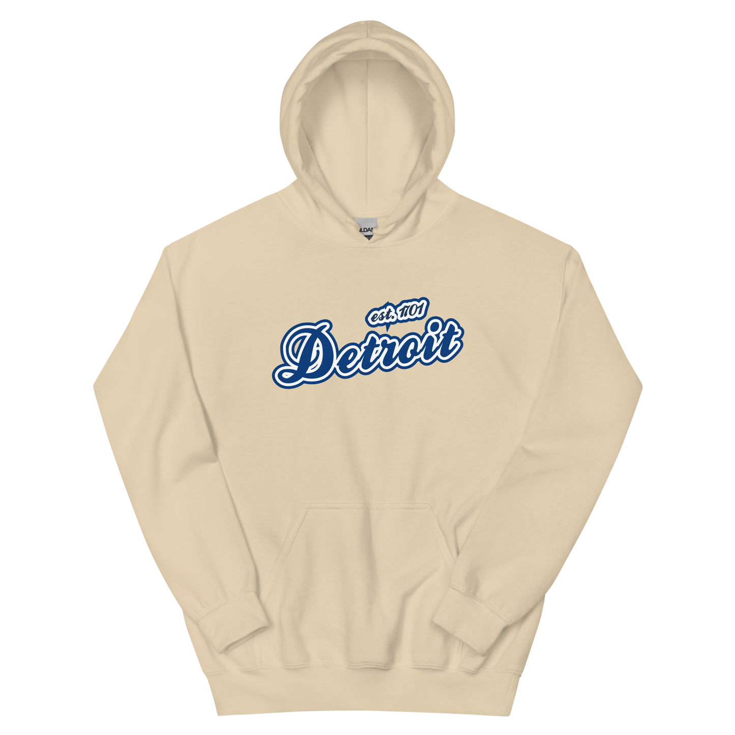 'Detroit EST. 1701' Hoodie (Dearborn Blue Script Font) | Unisex Standard