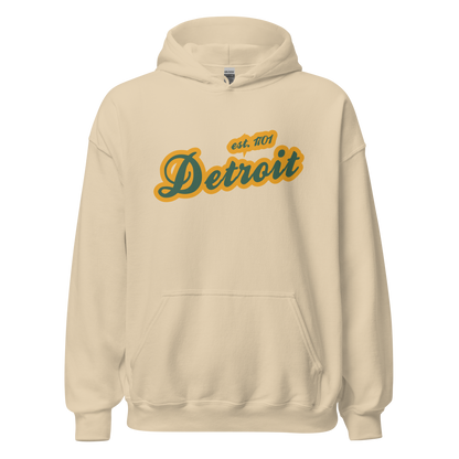 'Detroit EST. 1701' Hoodie (Ginger Ale Green Script Font) | Unisex Standard