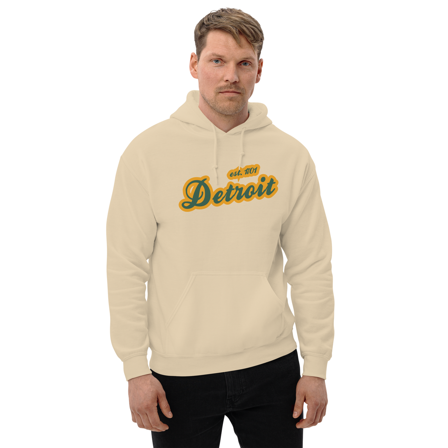 'Detroit EST. 1701' Hoodie (Ginger Ale Green Script Font) | Unisex Standard