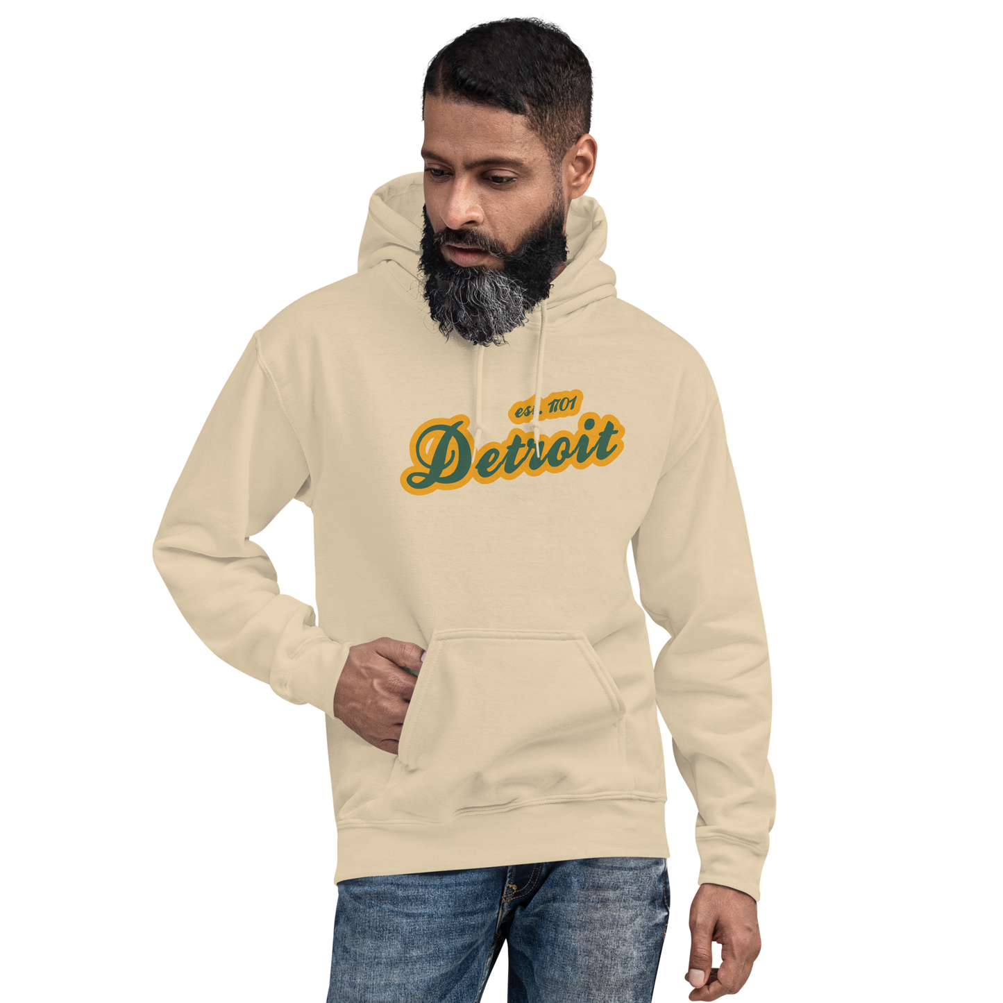 'Detroit EST. 1701' Hoodie (Ginger Ale Green Script Font) | Unisex Standard