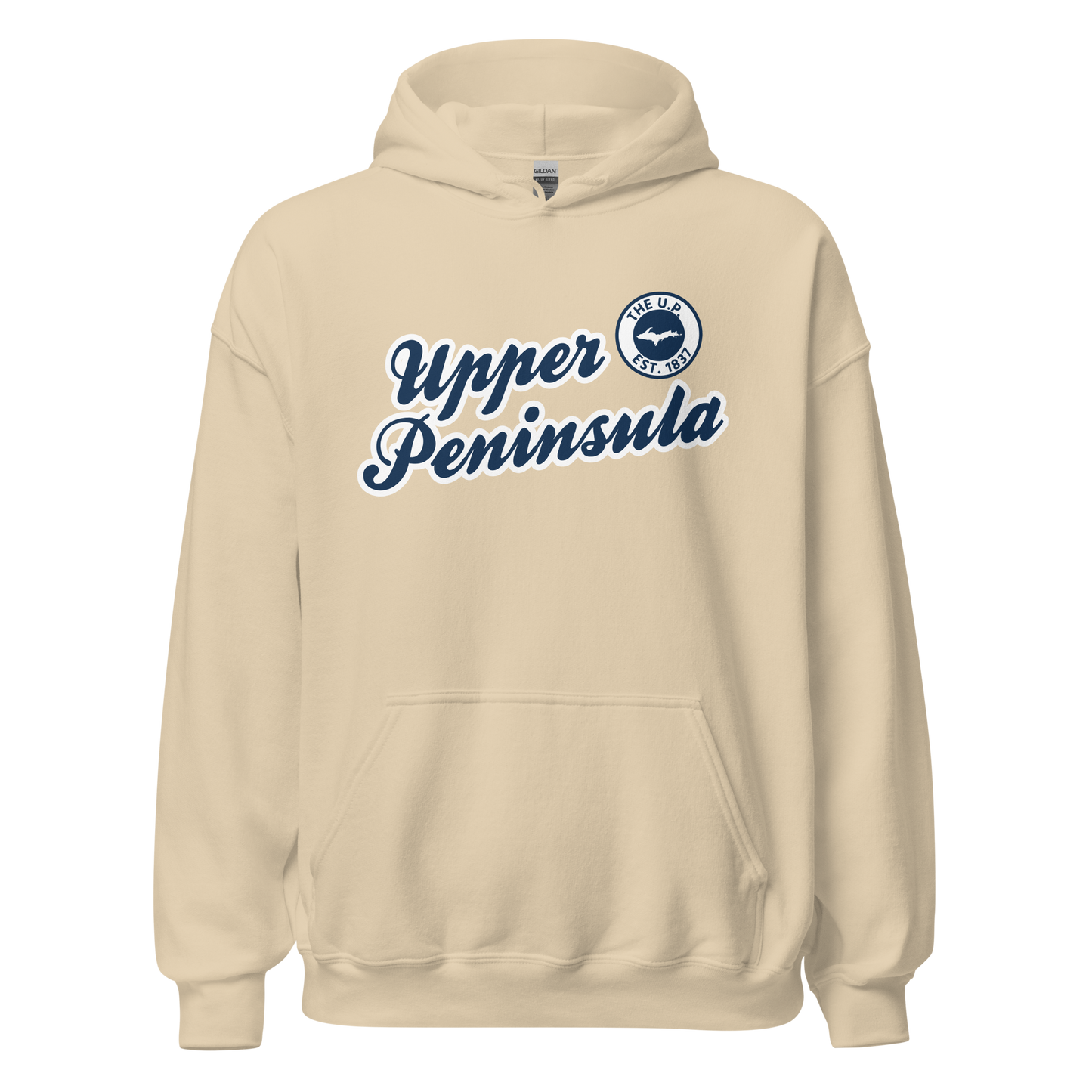 'Upper Peninsula EST. 1837' Hoodie (Navy Script Font) | Unisex Standard