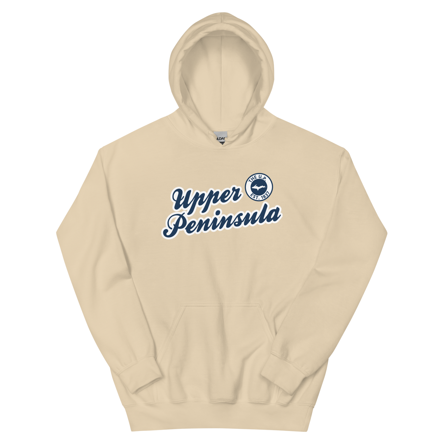 'Upper Peninsula EST. 1837' Hoodie (Navy Script Font) | Unisex Standard