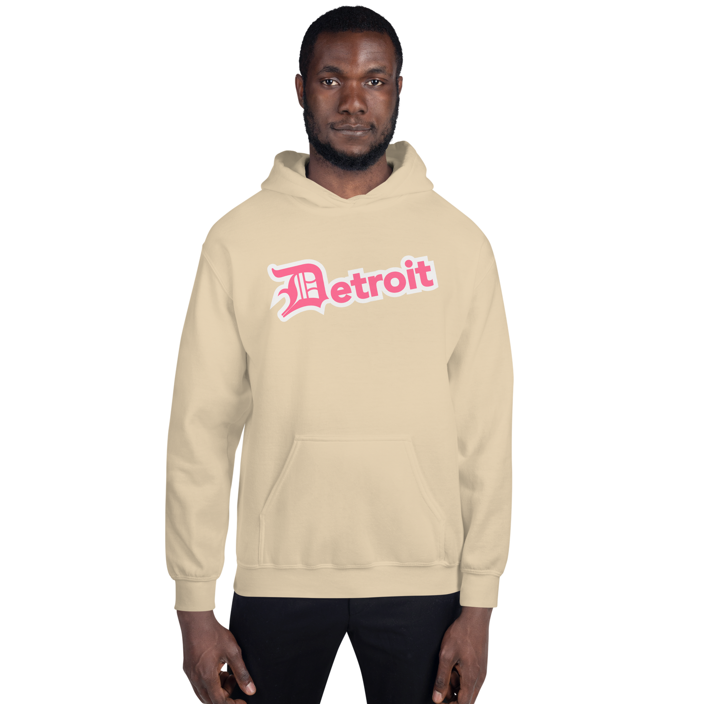 'Detroit' Hoodie (Rhodochrosite Pink w/ Old English 'D') | Unisex Standard