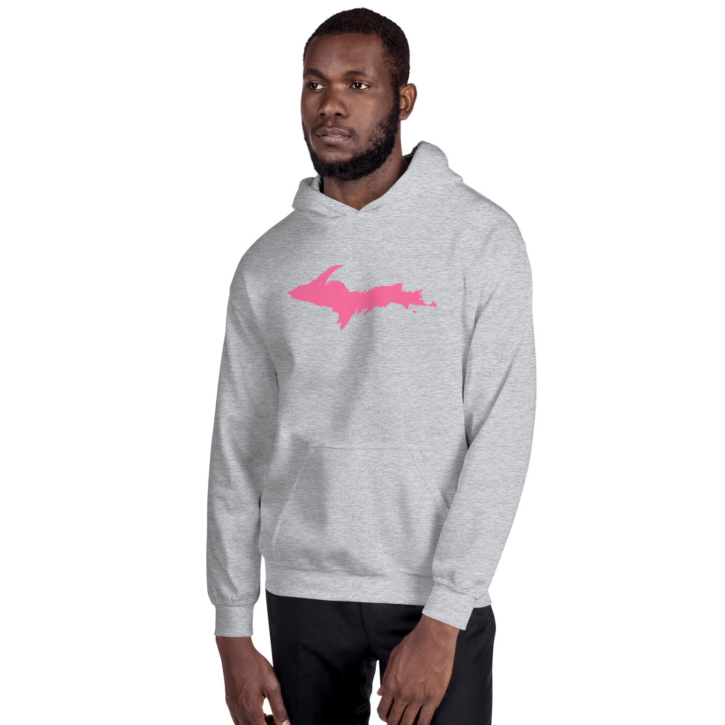 Michigan Upper Peninsula Hoodie (w/ Pink UP Outline) | Unisex Standard