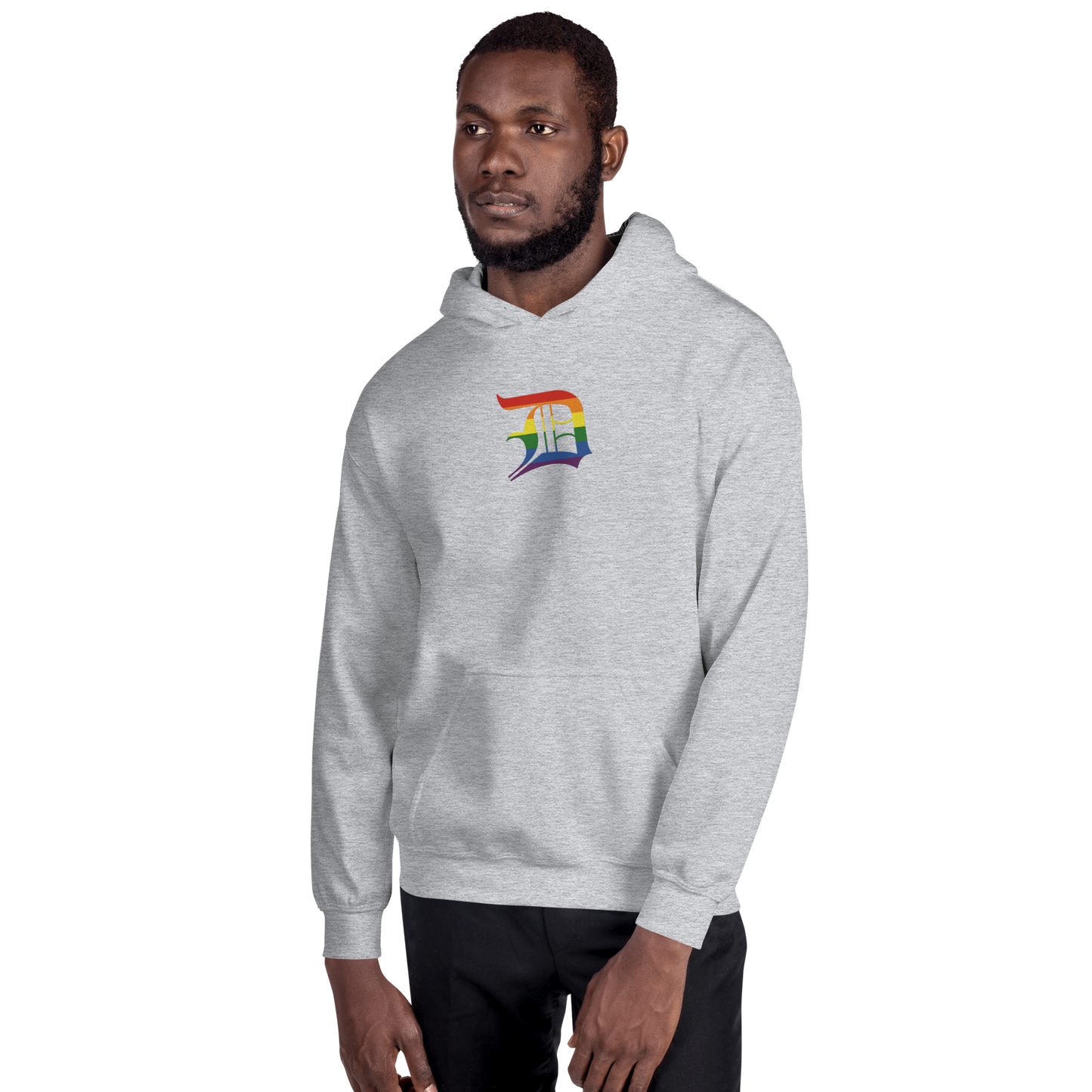 Detroit 'Old English D' Hoodie (Rainbow Pride Edition) | Unisex Standard - Emb.