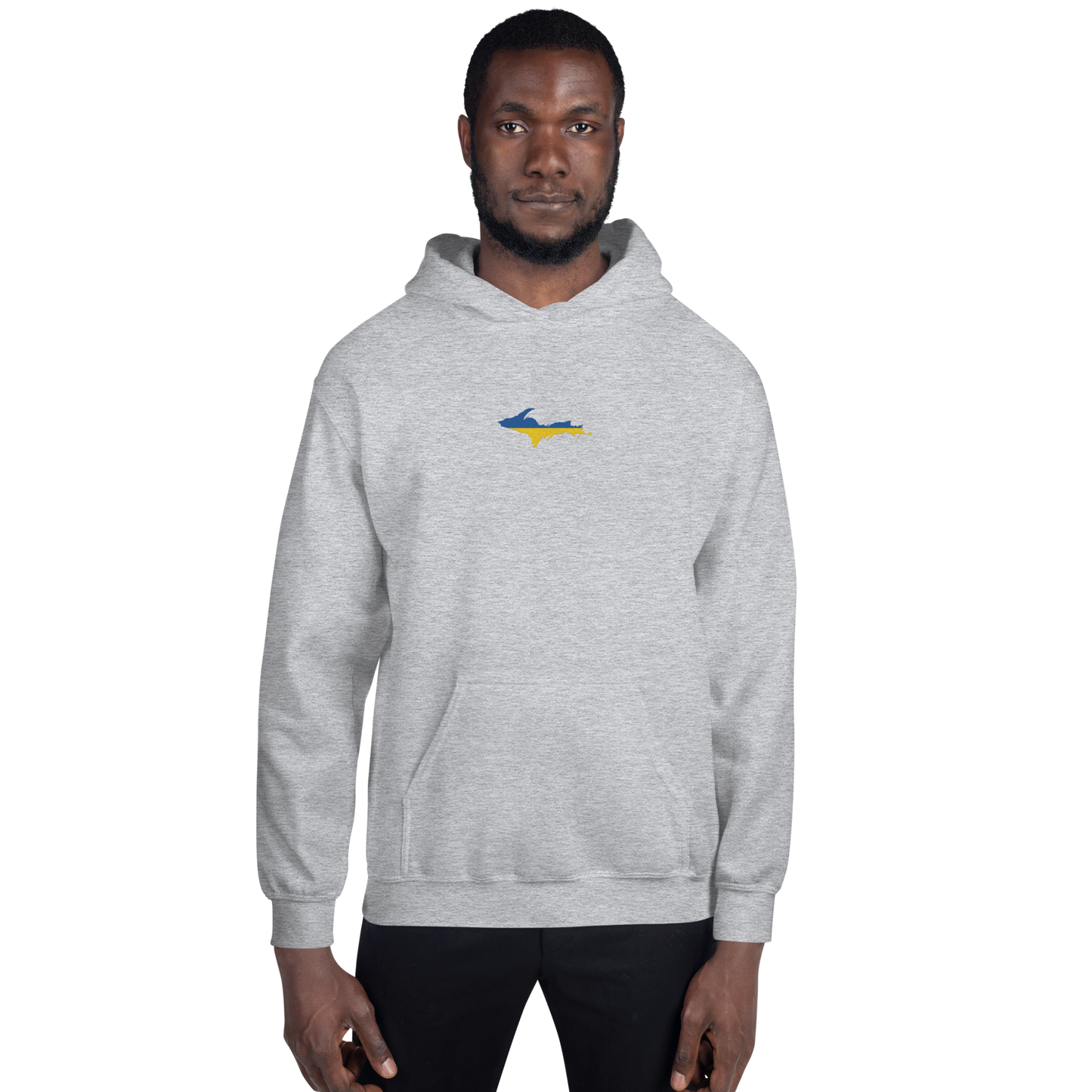 Michigan Upper Peninsula Hoodie (w/ Embroidered UP Ukraine Flag Outline) | Unisex Standard