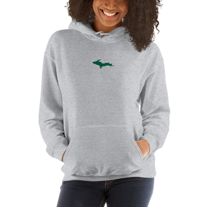 Michigan Upper Peninsula Hoodie (w/ Embroidered Green UP Outline) | Unisex Standard