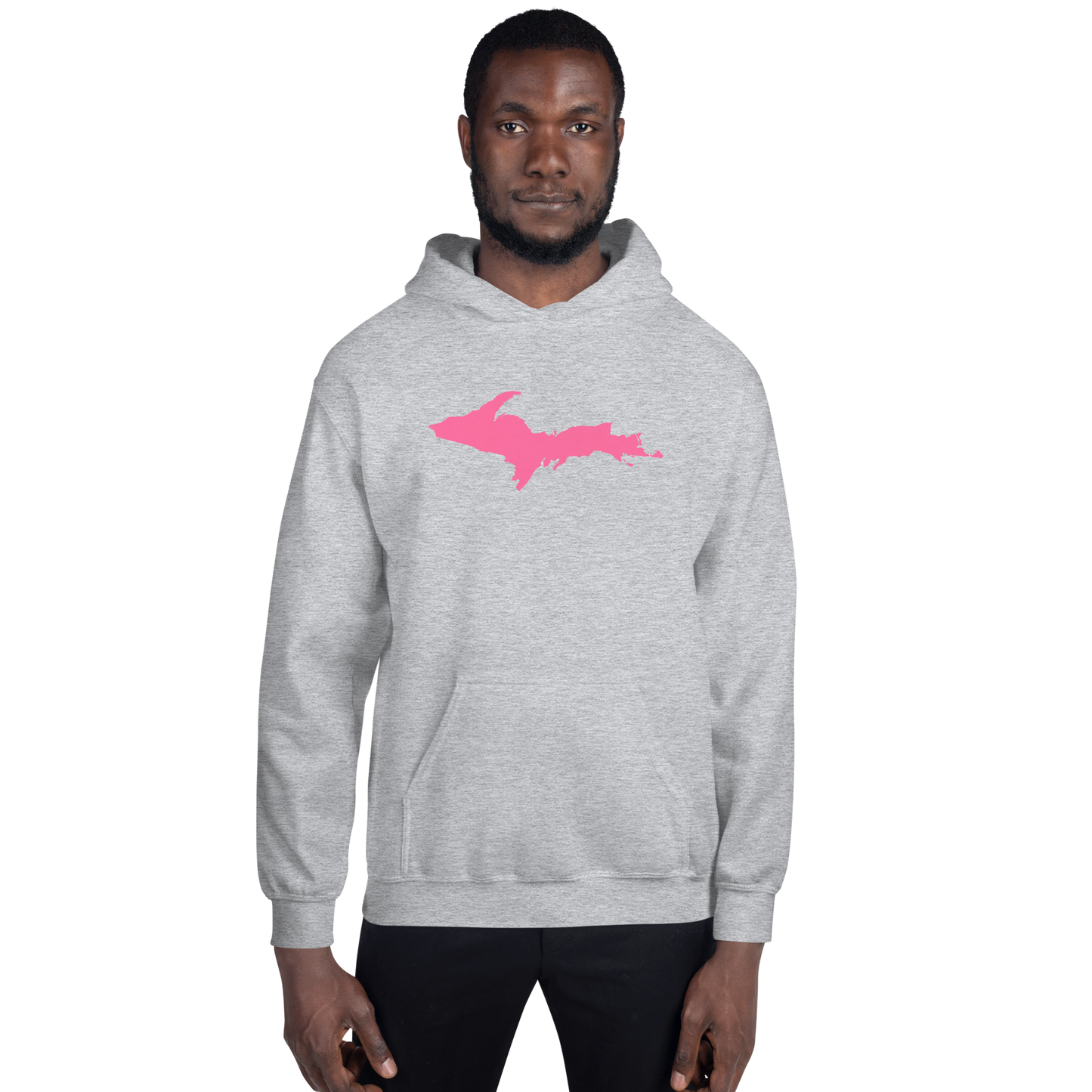 Michigan Upper Peninsula Hoodie (w/ Pink UP Outline) | Unisex Standard