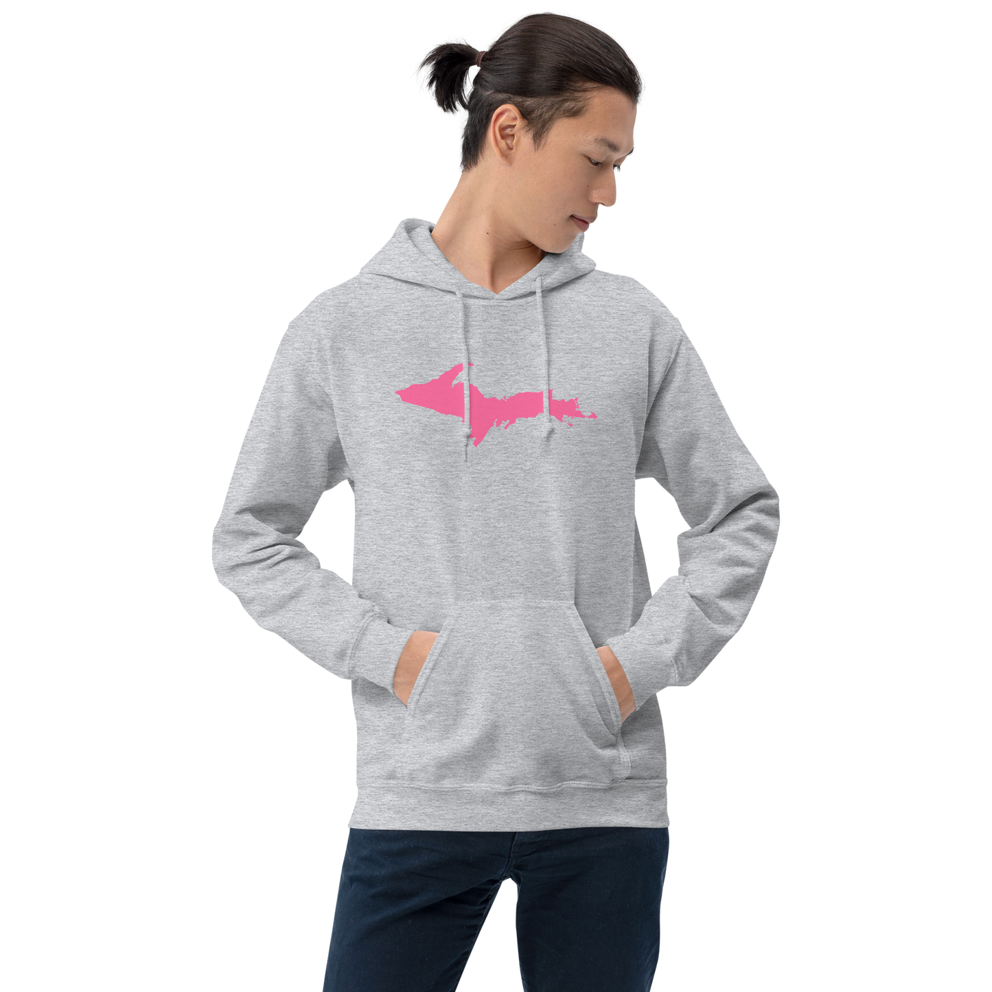 Michigan Upper Peninsula Hoodie (w/ Pink UP Outline) | Unisex Standard