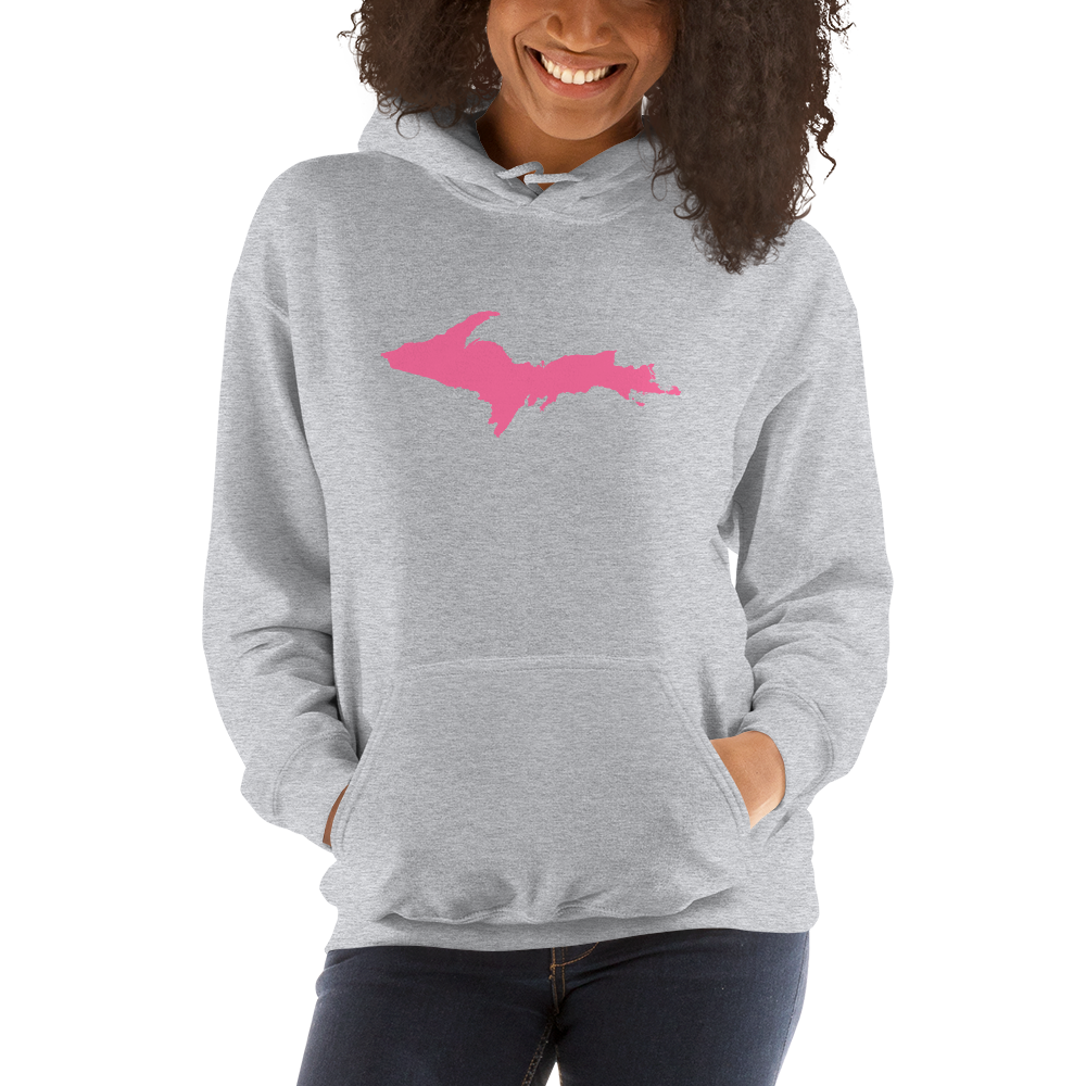 Michigan Upper Peninsula Hoodie (w/ Pink UP Outline) | Unisex Standard