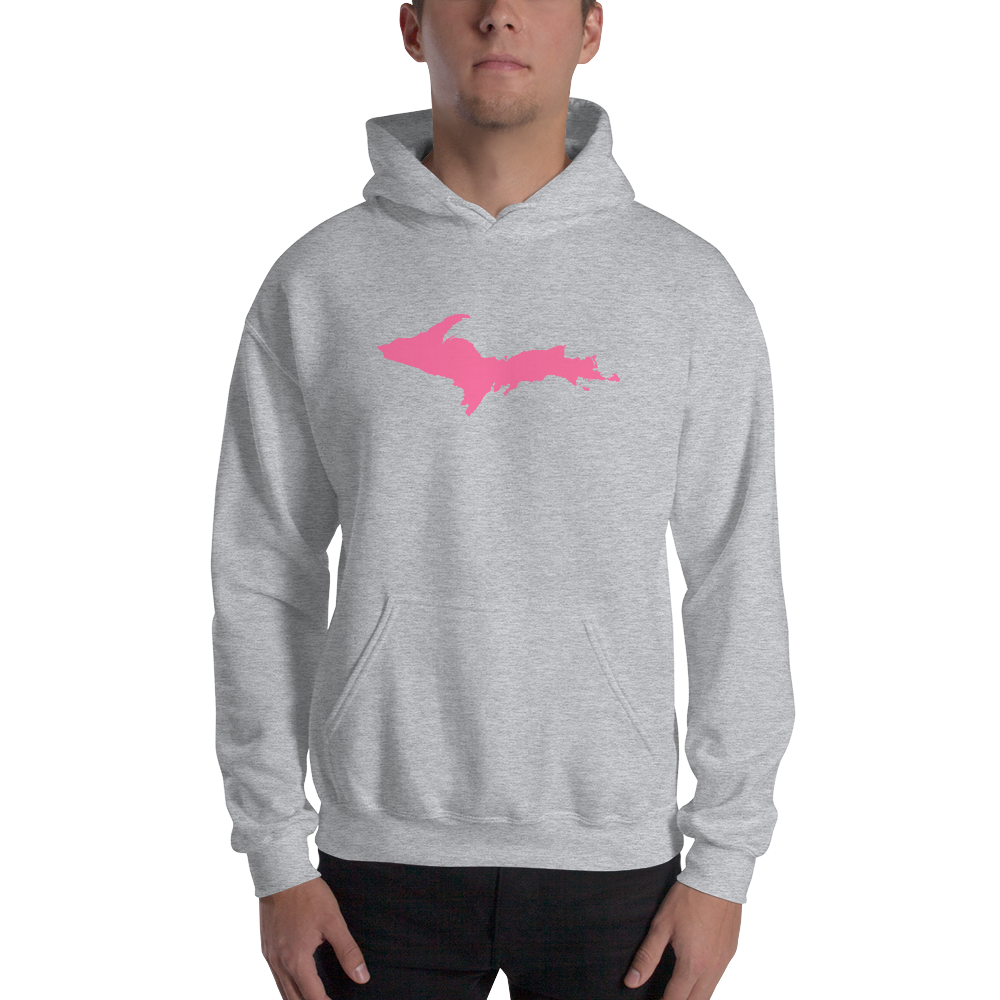 Michigan Upper Peninsula Hoodie (w/ Pink UP Outline) | Unisex Standard