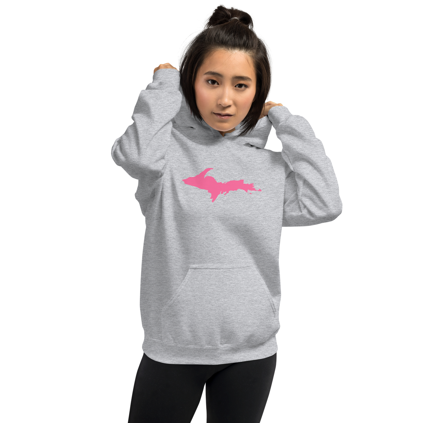 Michigan Upper Peninsula Hoodie (w/ Pink UP Outline) | Unisex Standard