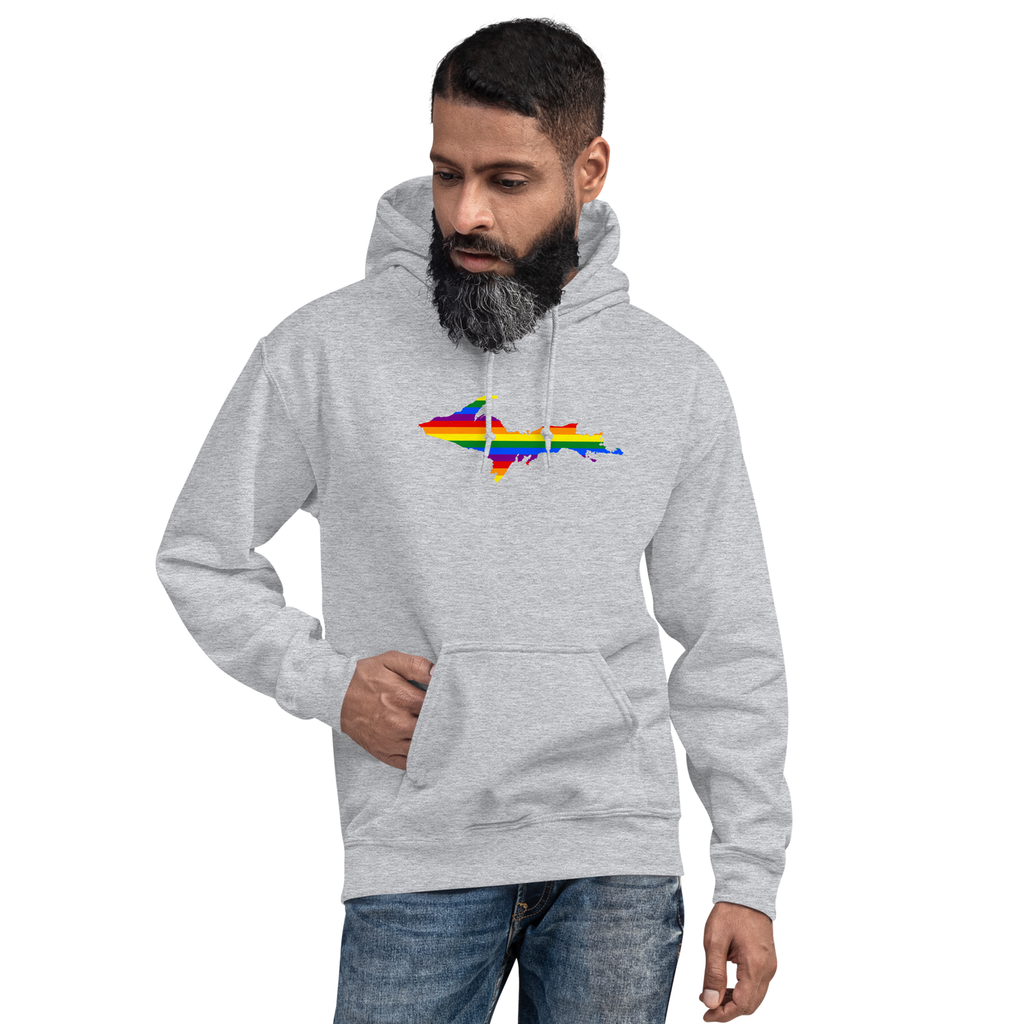 Michigan Upper Peninsula Hoodie (w/ UP Pride Flag Outline) | Unisex Standard