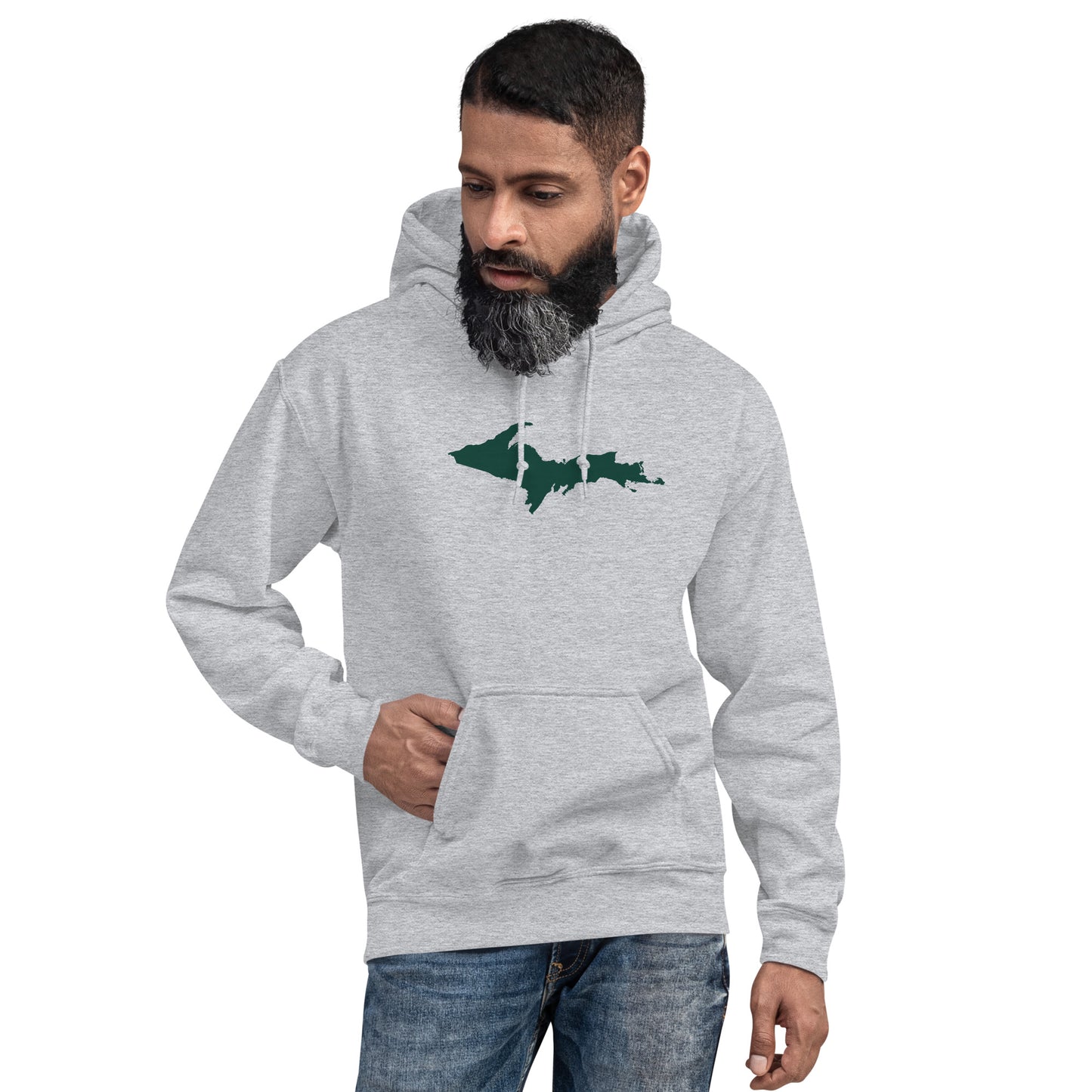 Michigan Upper Peninsula Hoodie (w/ Green UP Outline) | Unisex Standard