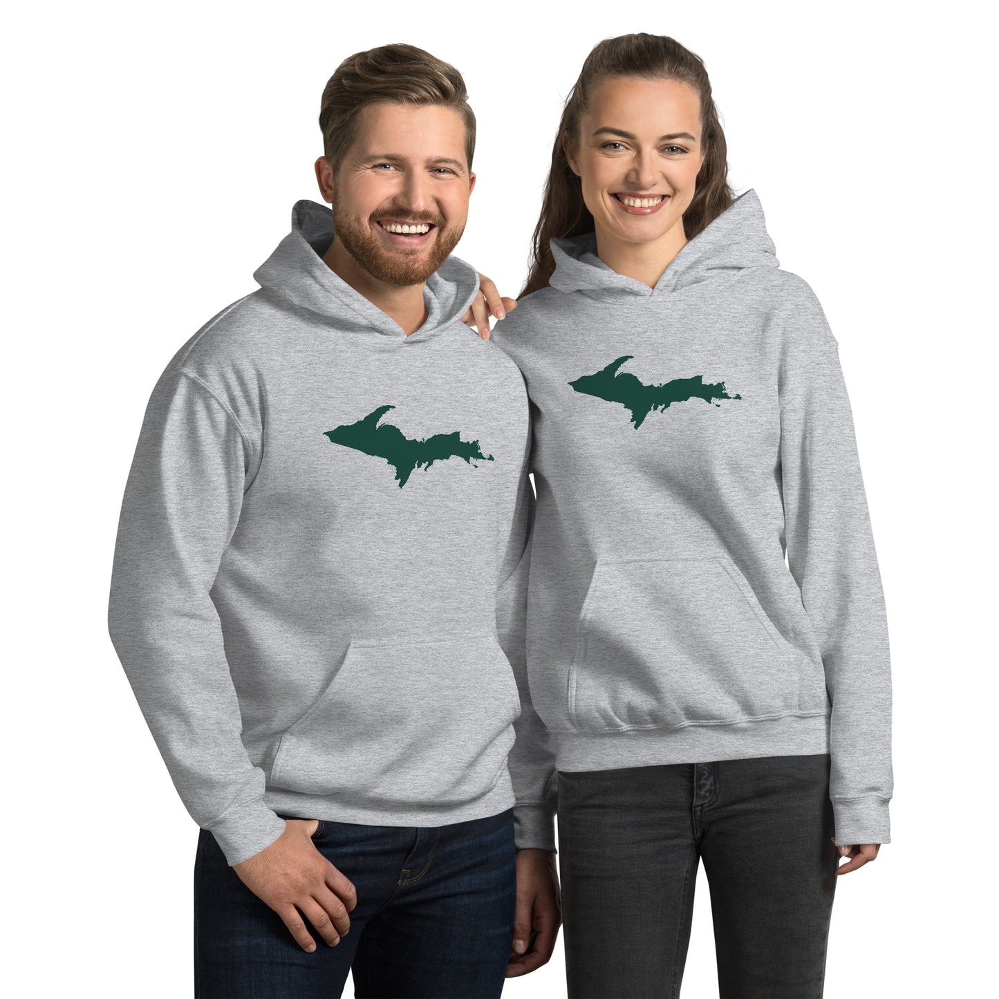 Michigan Upper Peninsula Hoodie (w/ Green UP Outline) | Unisex Standard