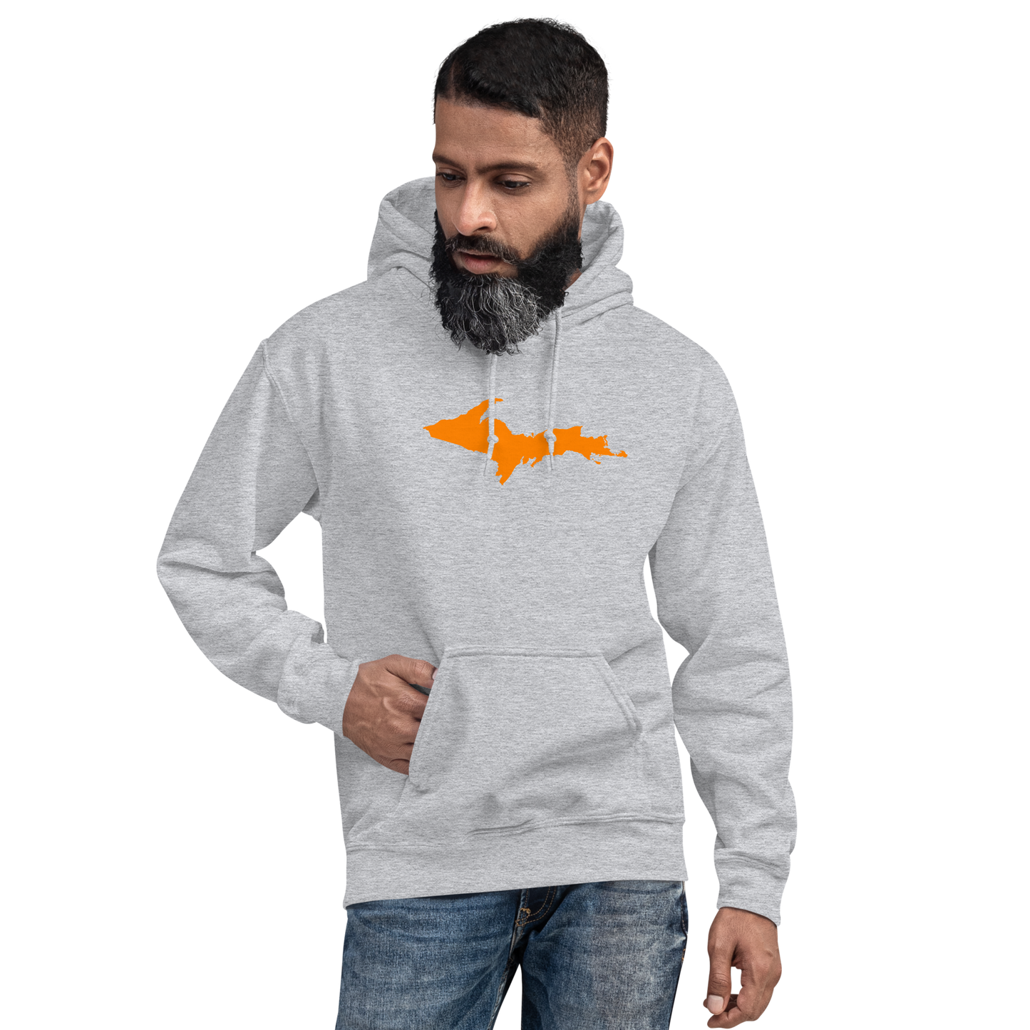 Michigan Upper Peninsula Hoodie (w/ Orange UP Outline) | Unisex Standard