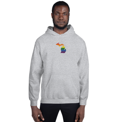 Michigan Hoodie (w/ MI Rainbow Pride Flag) | Unisex Standard - Emb.